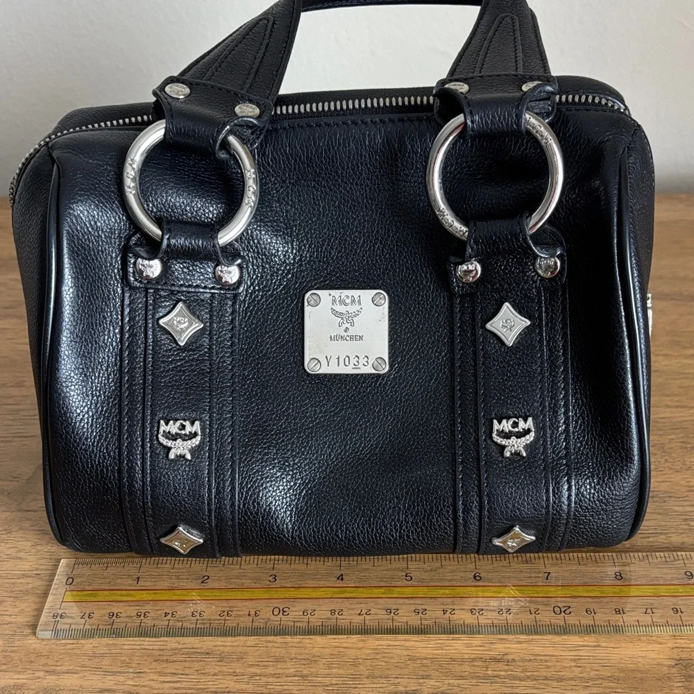 MCM Black Leather Mini Boston Bag - Picture 8 of 12